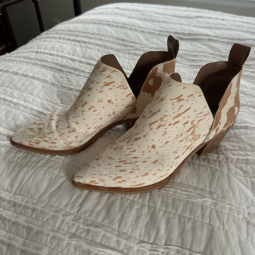 Dolce Vita Cow Print Ankle Boots
